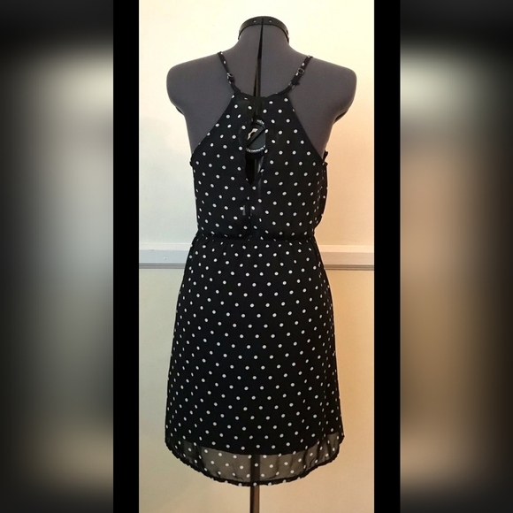 Eyelash Couture Black & White Polka Dot Chiffon Sundress – Size M - Picture 8 of 8